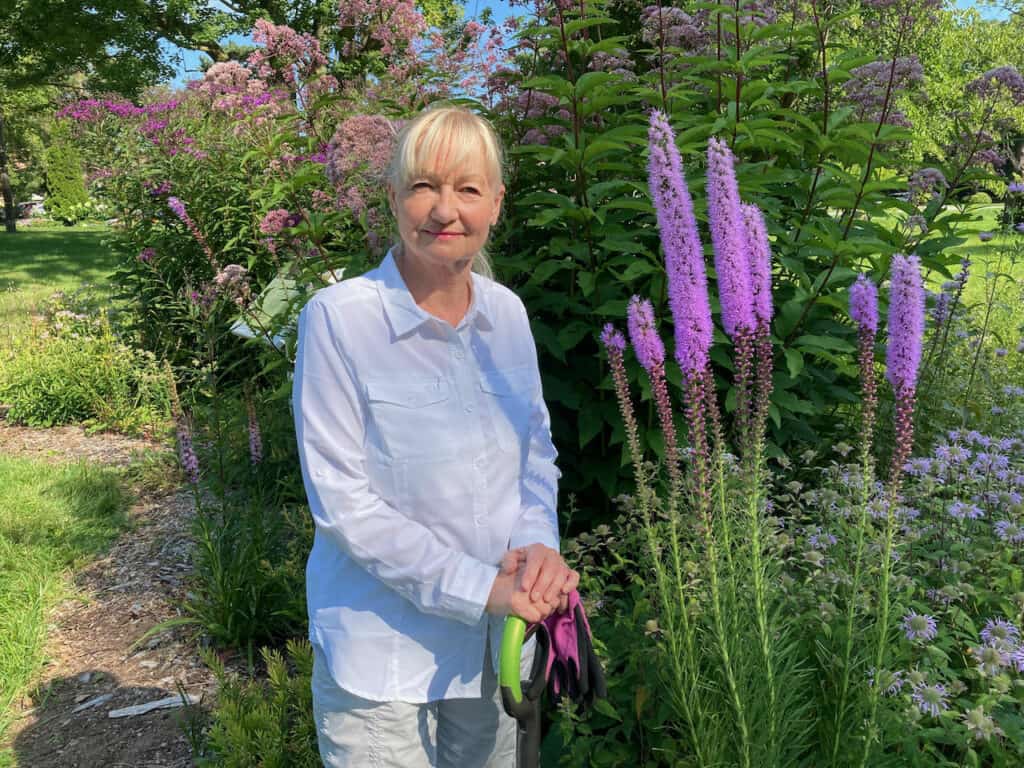 Klara Young-Chin in pollinator garden July 2021 