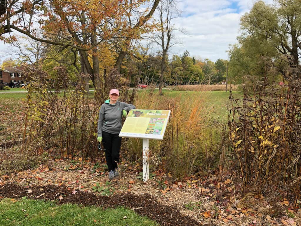 Klara at pollinator sign Oct 2019