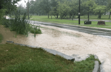 One Mile Creek flooding intersection of Charlotte St. and John St Aug 14 2019